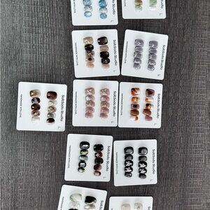 11 Sets Handmade Press On Nails Size Large Unused with Glue